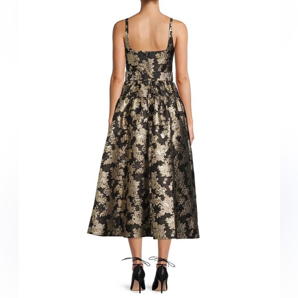 Antonio Melani black and gold midi dress. - Picture 2 of 6